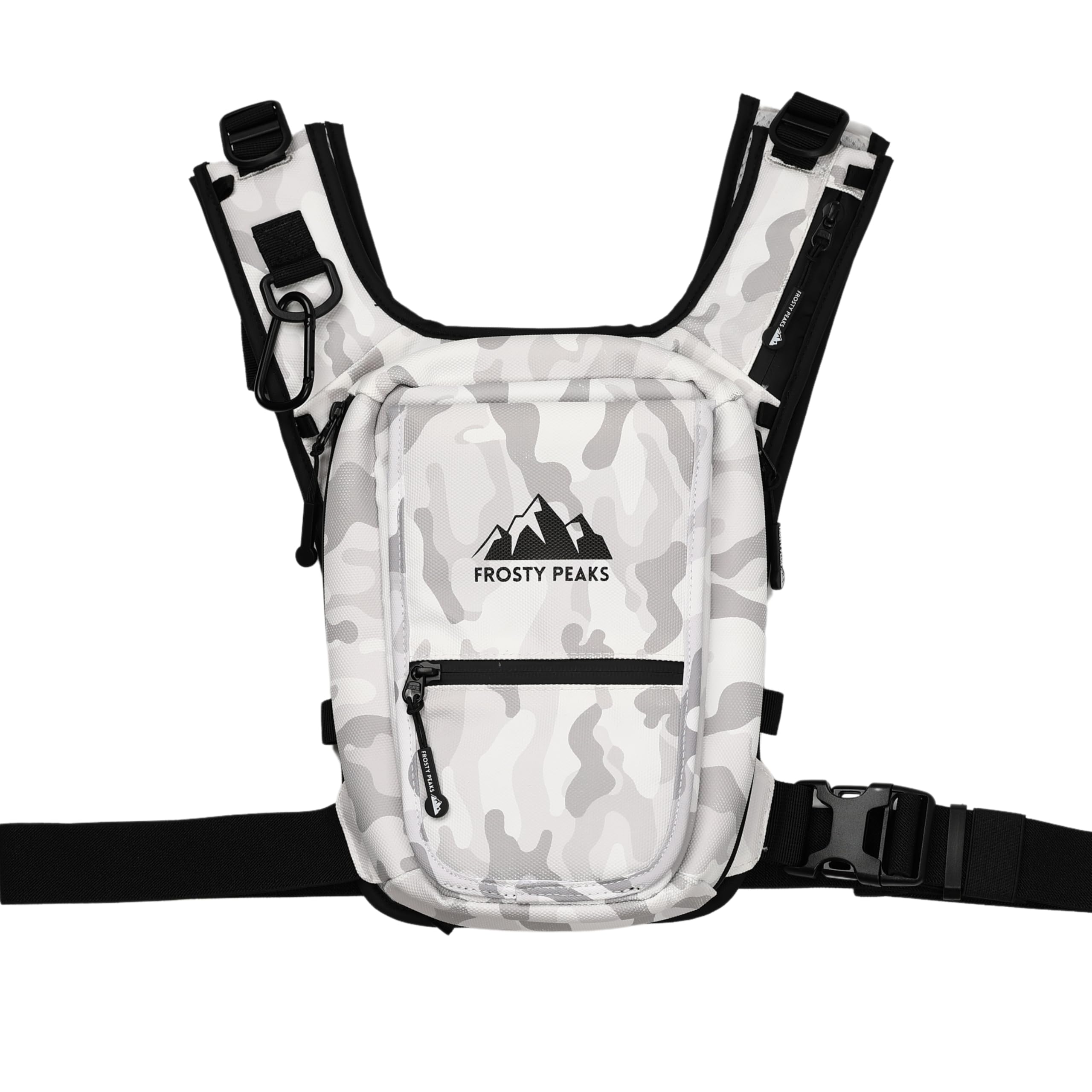 FROSTY PEAKS Ride Pack snow camo front pocket for quick skiing access