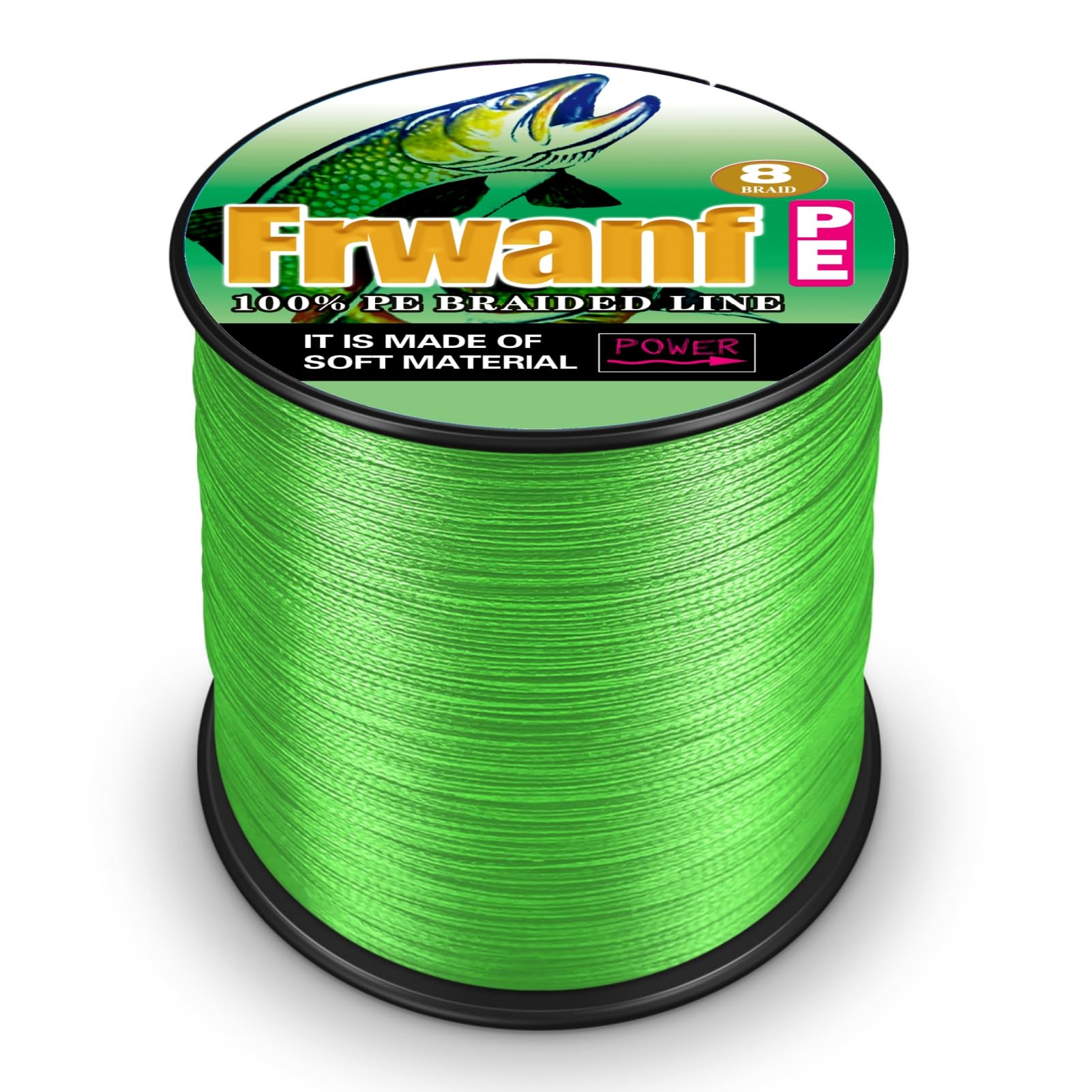 Frwanf 8-strand colorfast braided line on spool showing vibrant color retention