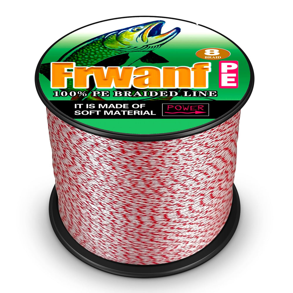 Frwanf 8-strand braided line on a colorful spool shows lasting color retention for longer fishing days.