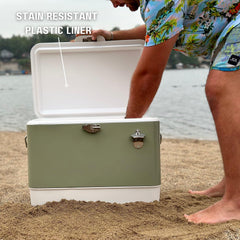 Two-tone green and cream FSE cooler adds classic style to outdoor picnics.