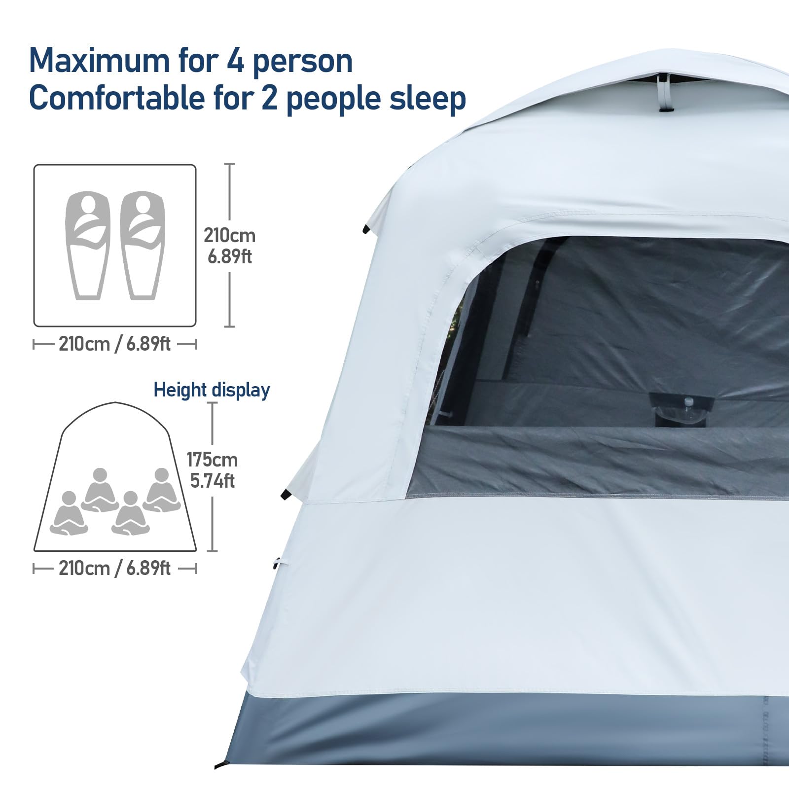 Fseoot Quick Setup Tent oxford fabric provides rain protection and UV shielding.