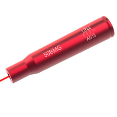 FSI bore sight laser inserted in a .50 BMG bore for quick alignment