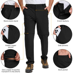 FTAZWBD men's hiking convertible pants knee zip-off showing quick adaptation