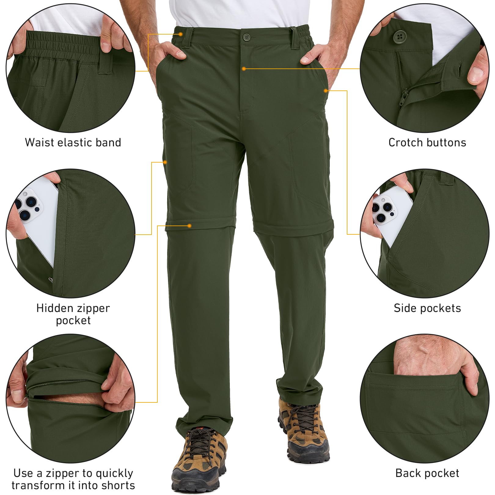 FTAZWBD Mens pants quick-dry fabric keeps you cool during active adventures.