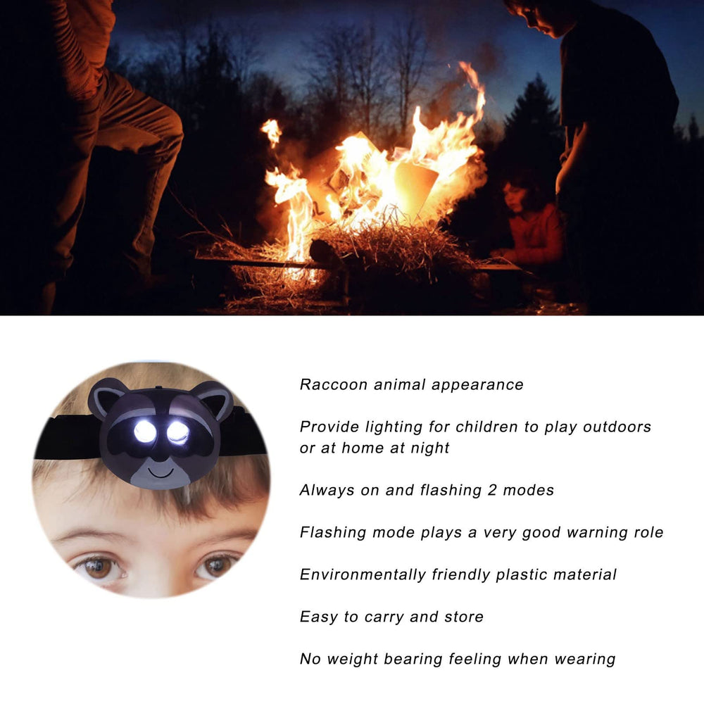 FTVOGUE raccoon headlamp providing gentle light for bedtime stories.