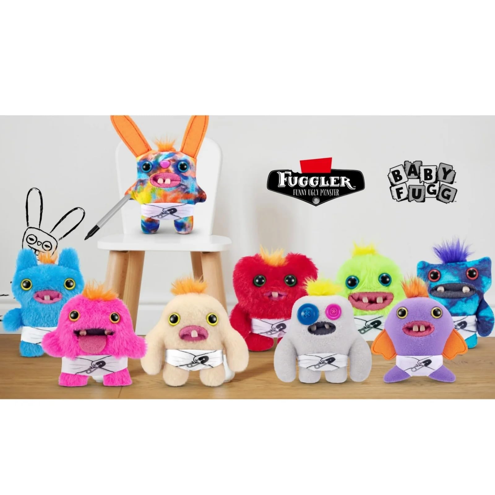 Fuggler-Baby Fuggs 3.5 inch angled view, compact size for on-the-go fun.