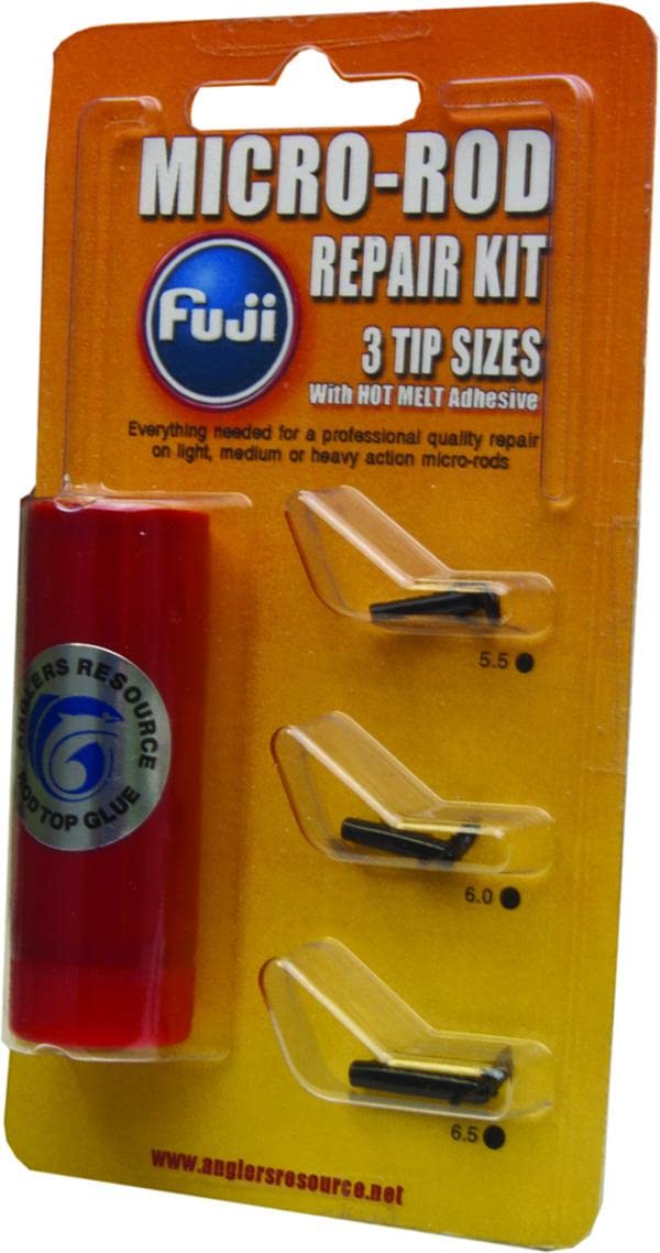 Fuji BMFRK4C Micro Rod Repair Kit with three tips (5.5, 6, 6.5) and hot melt glue in black finish