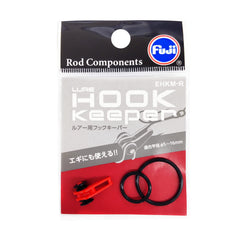 Hook keeper mounted on rod - side angle