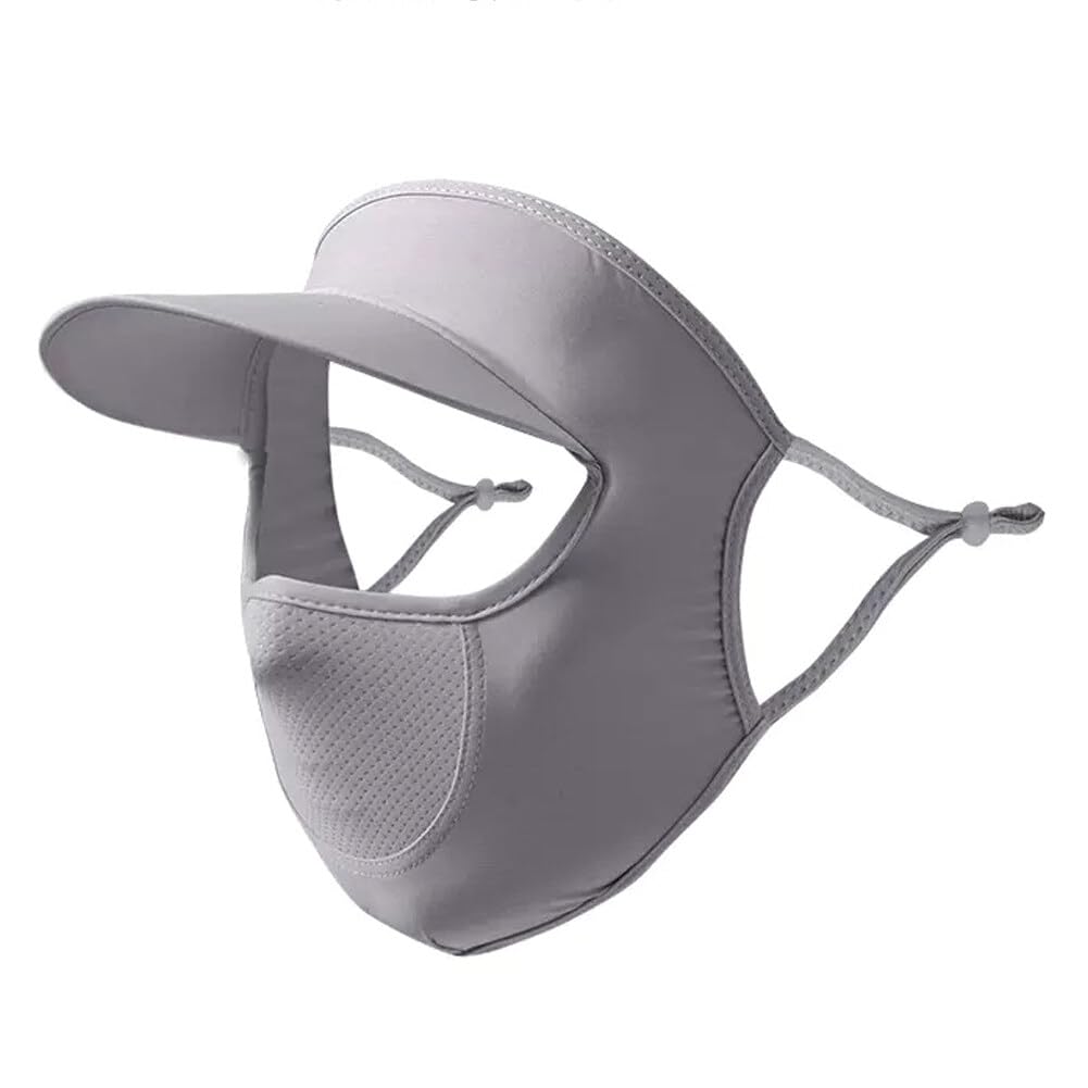 Sunscreen full face cover for women with eye shield - dark gray front view