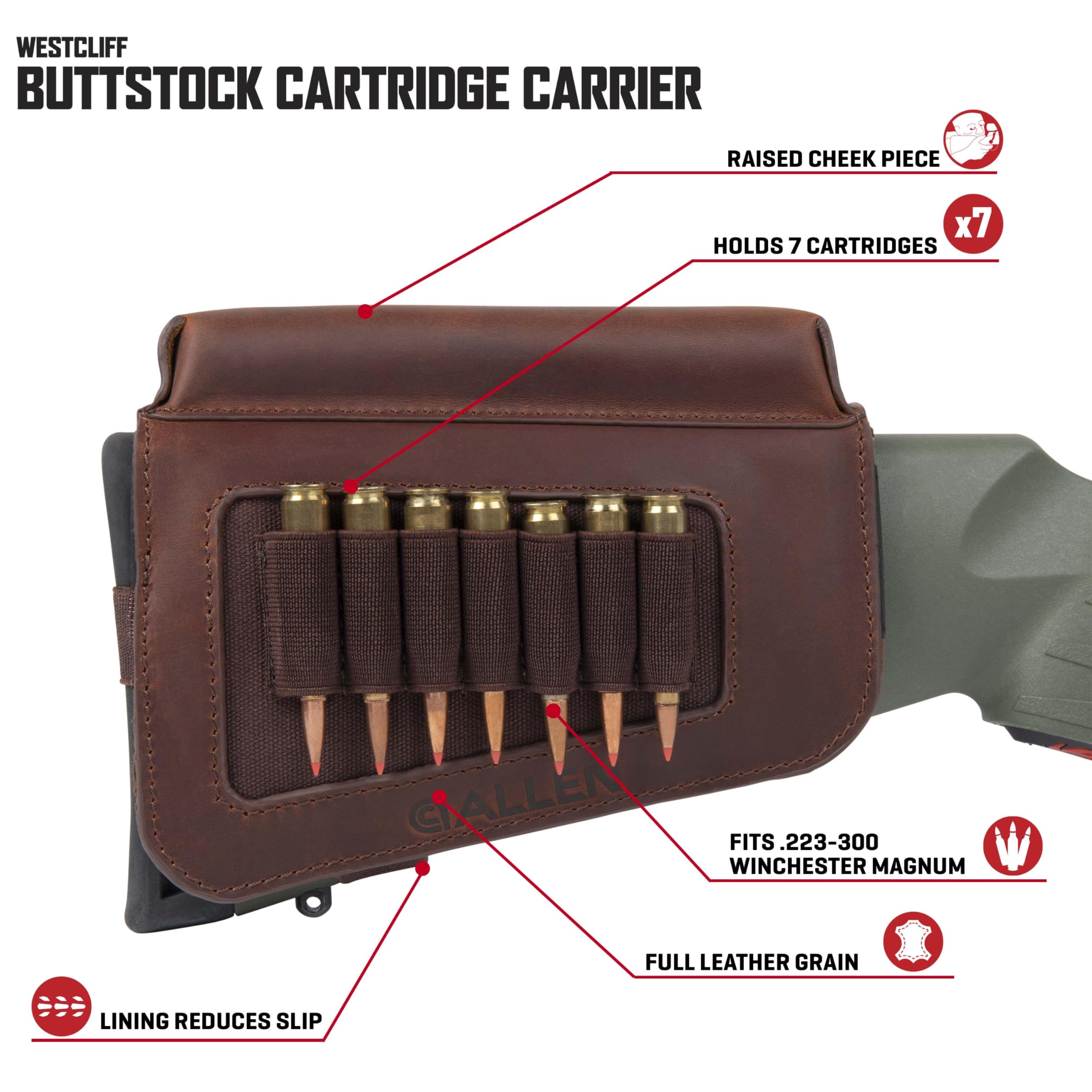 Durable full-grain leather cartridge carrier