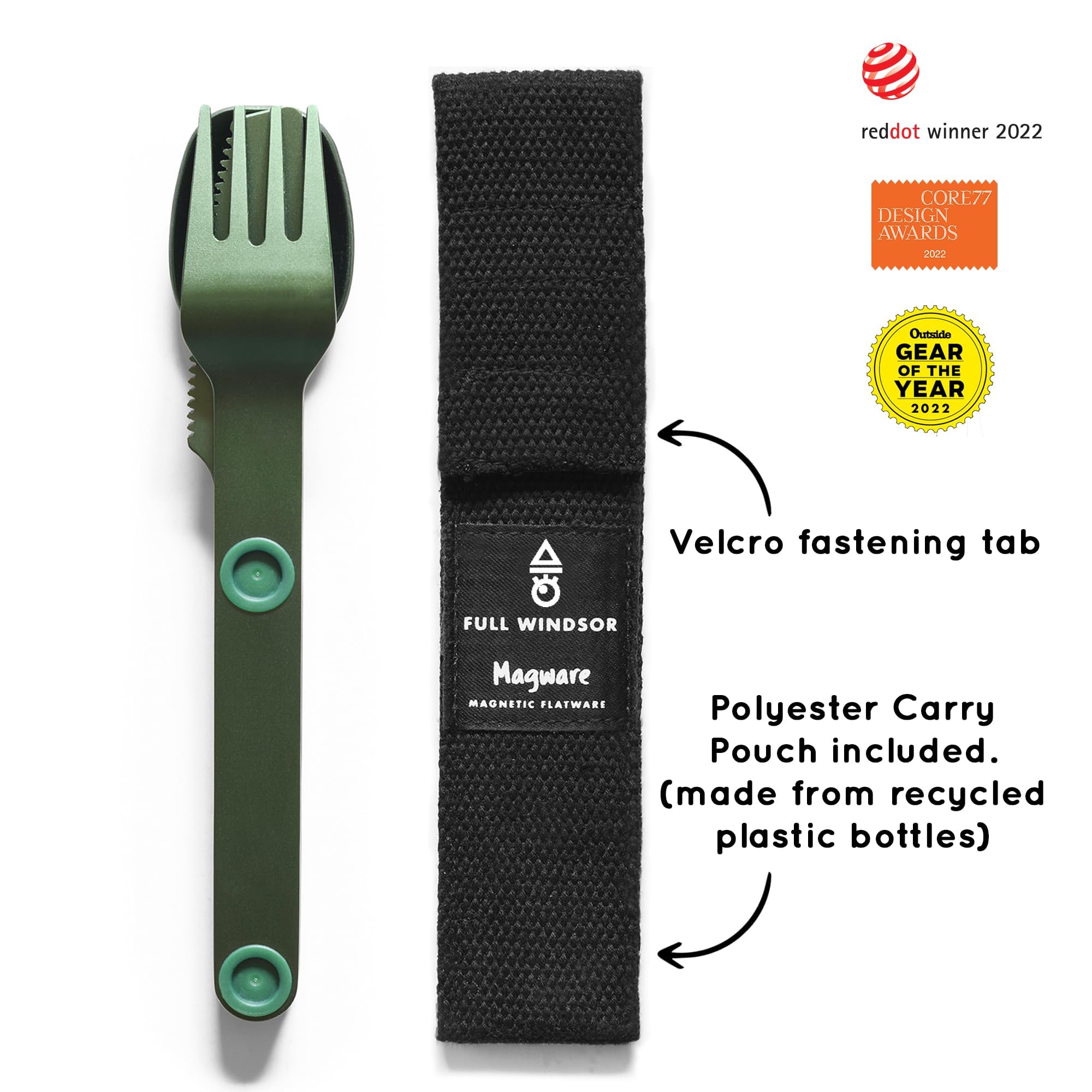 Magnetic aluminum cutlery close-up highlighting lightweight durability
