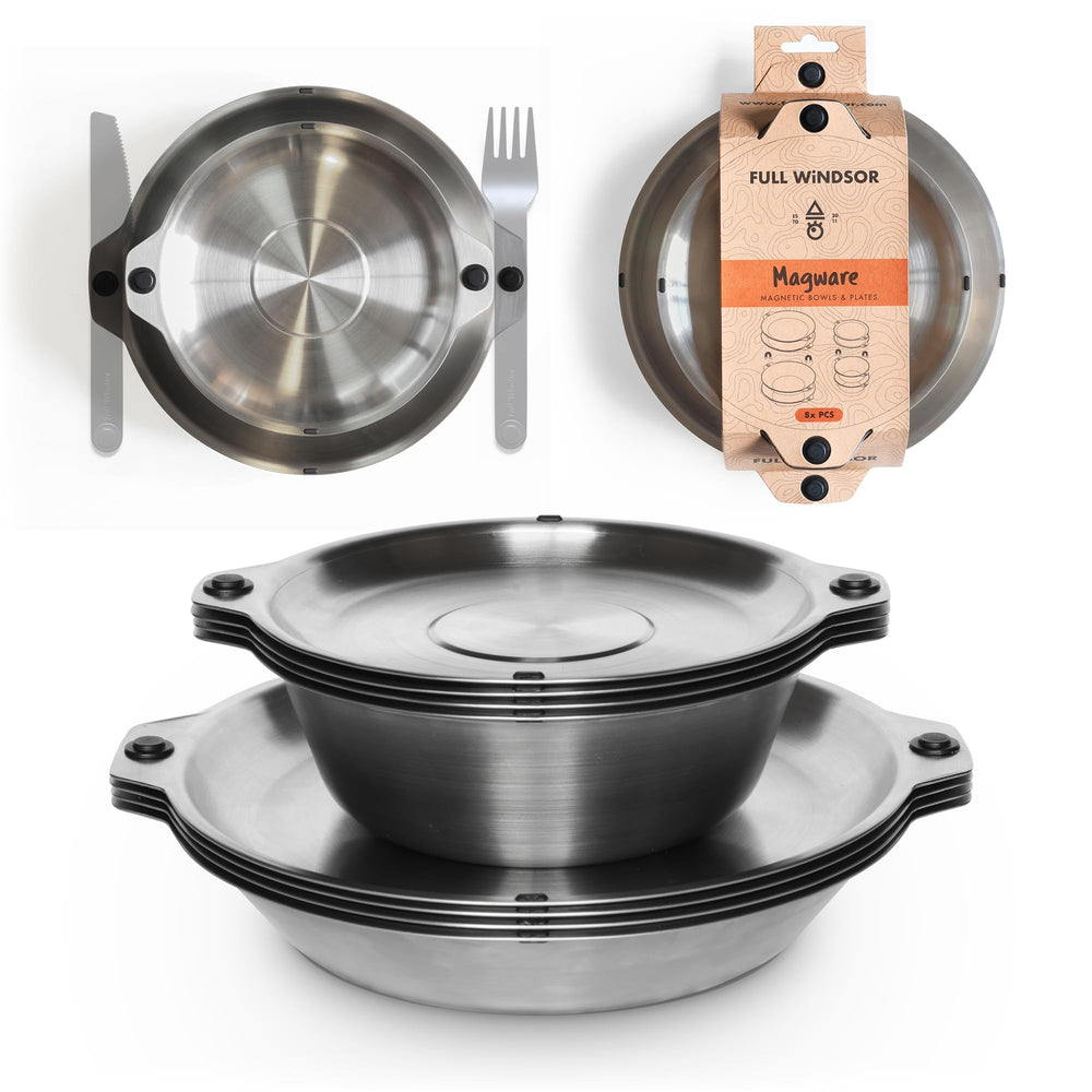 Full Windsor MAGWARE stackable bowls save space on camping meals.