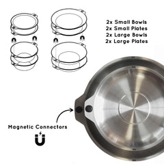 Full Windsor MAGWARE stackable plates designed for easy transport during trips.