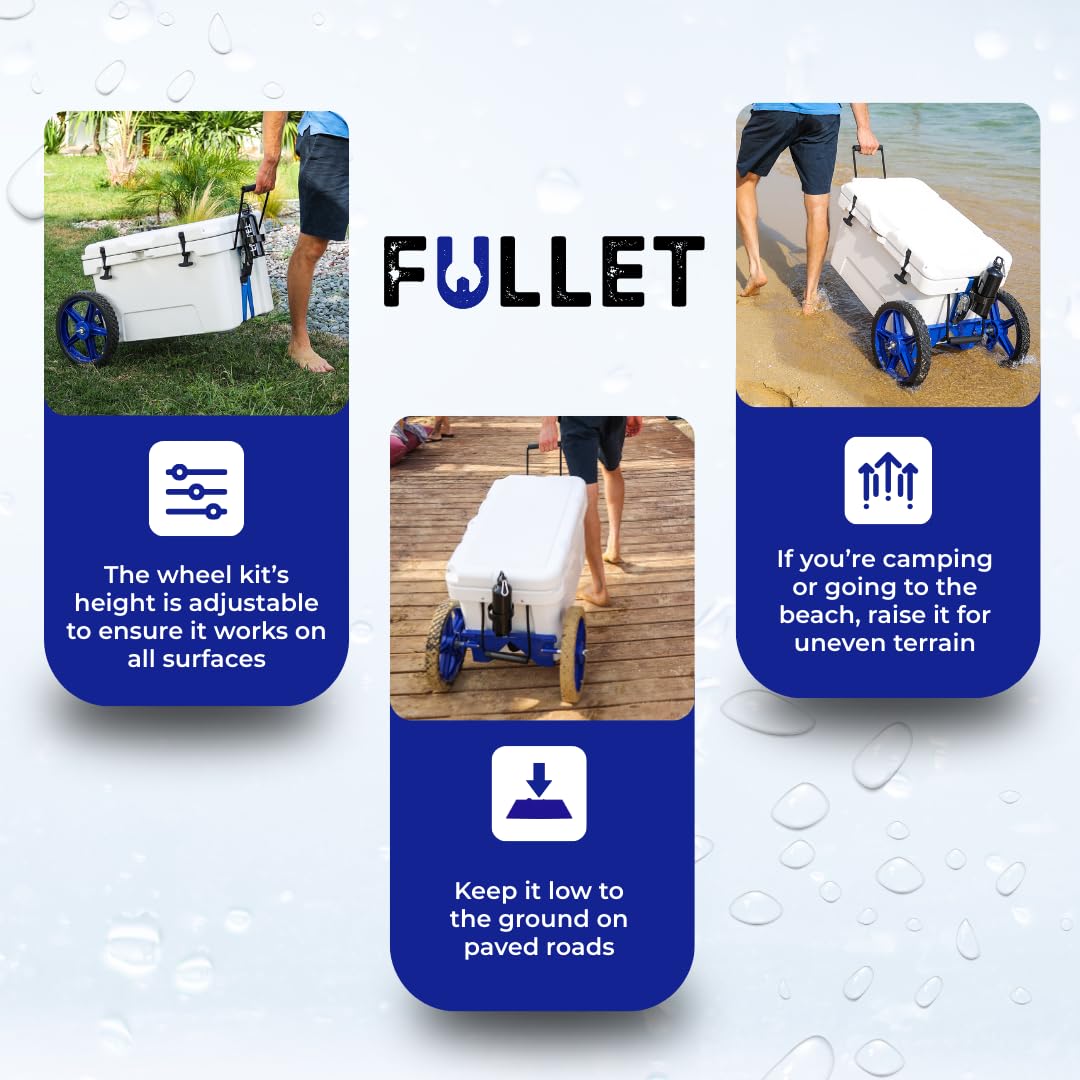 Fullet cooler wheel kit during assembly shows quick setup and versatile fit.
