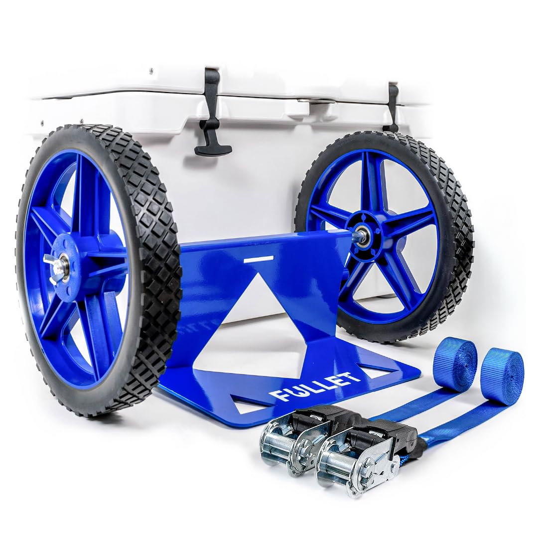 Fullet cooler wheel kit front view shows rugged, powder-coated steel for easy transport.