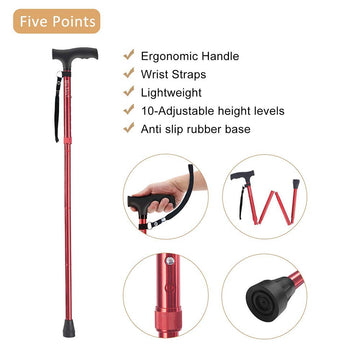Fullgaden folding walking stick in bag demonstrates easy storage for travel and hiking