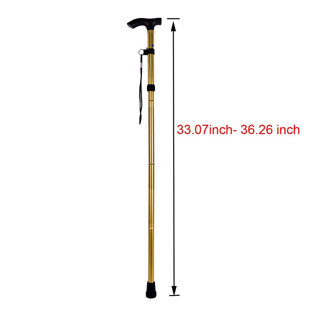 Fullgaden upgraded folding walking stick side portrait highlighting adjustable height for diverse users