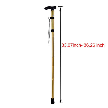 Fullgaden upgraded folding walking stick side portrait highlighting adjustable height for diverse users