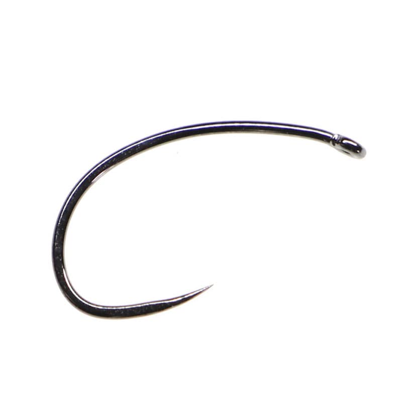 Fulling Mill Czech Nymph Hook: curved bend, down eye, ideal for river nymphing.