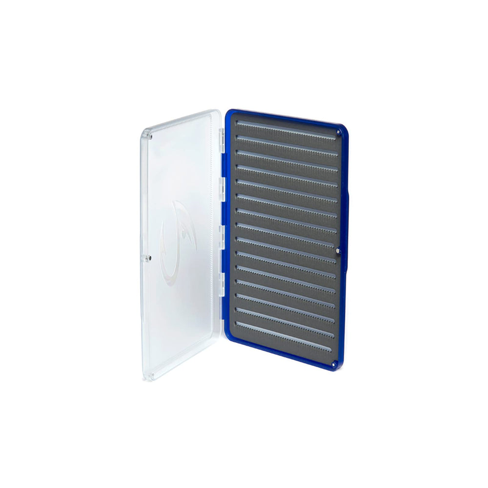 Fulling Mill Guide Box Blue interior with 4 mm high-density foam bed for quick fly access.