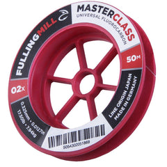 Fulling Mill Masterclass fluorocarbon tippet close-up reveals dense core and strong knot potential.