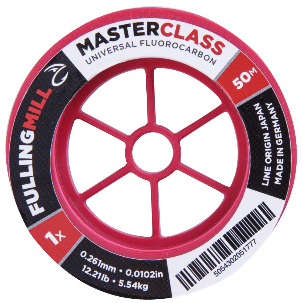 Fulling Mill Masterclass fluorocarbon tippet with interlocking spool band shows tangle-free handling.