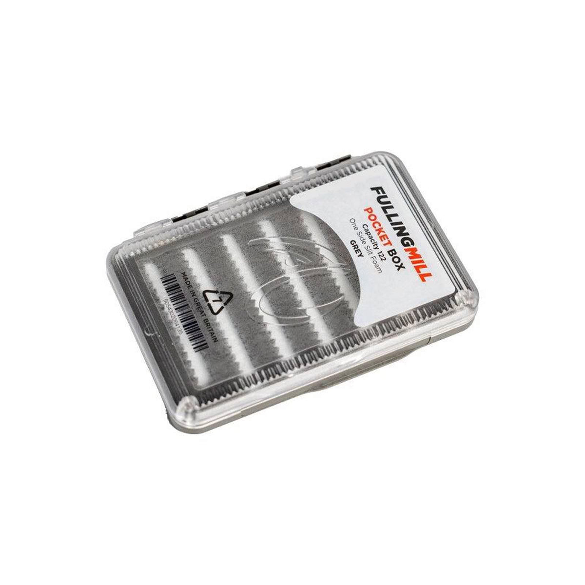Fulling Mill Pocket Box Gray front view shows compact fly storage