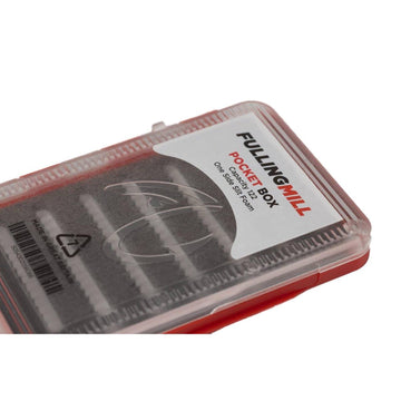 Fulling Mill Pocket Box inside foam displays organization for up to 122 flies on the go.