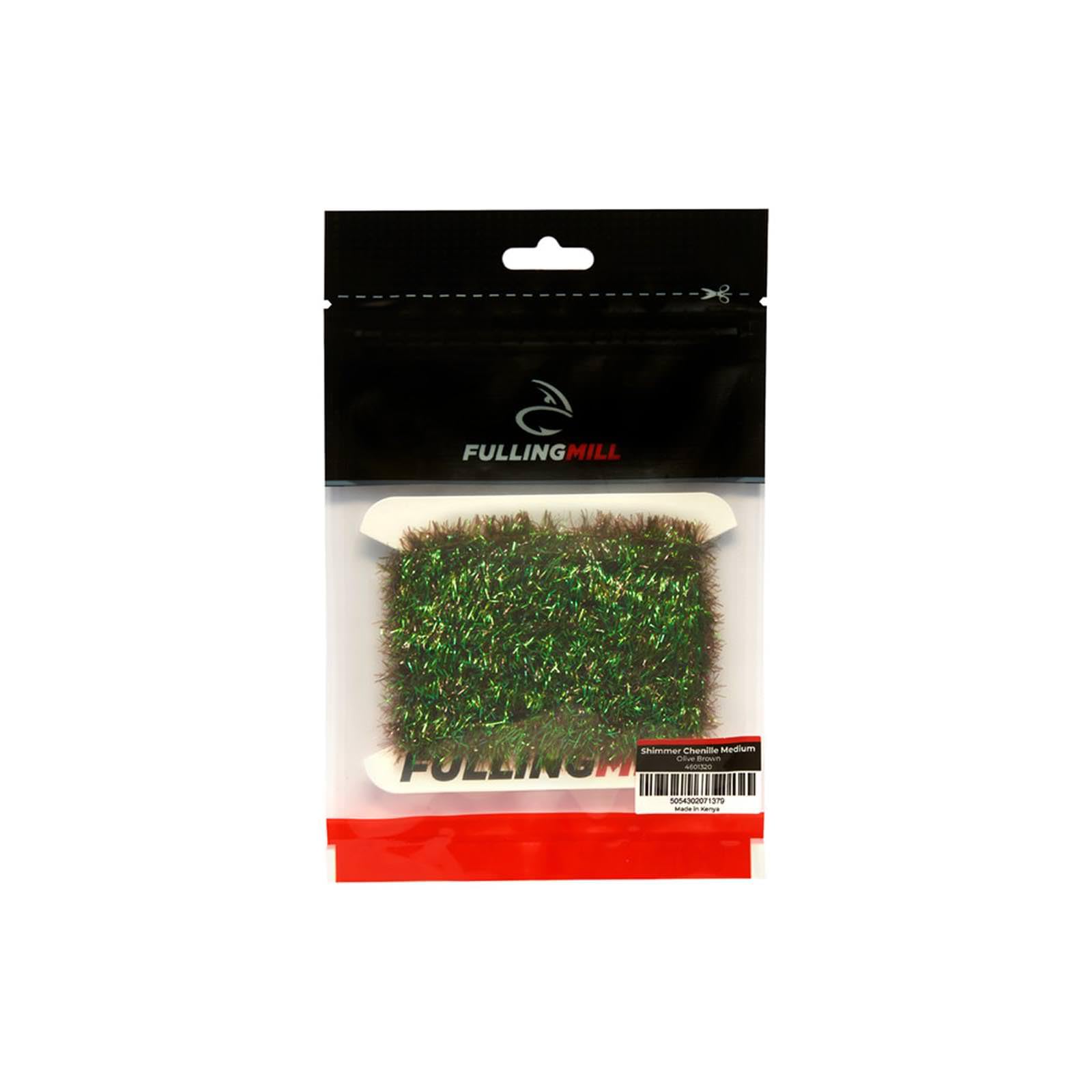 Fulling Mill Shimmer Chenille Medium Olive Brown for dressing Stillwater patterns with pearlescent shine
