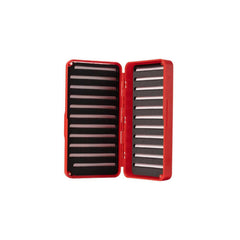 Fulling Mill Tactical Box interior shows foam inserts with pre-cut slits for secure fly storage