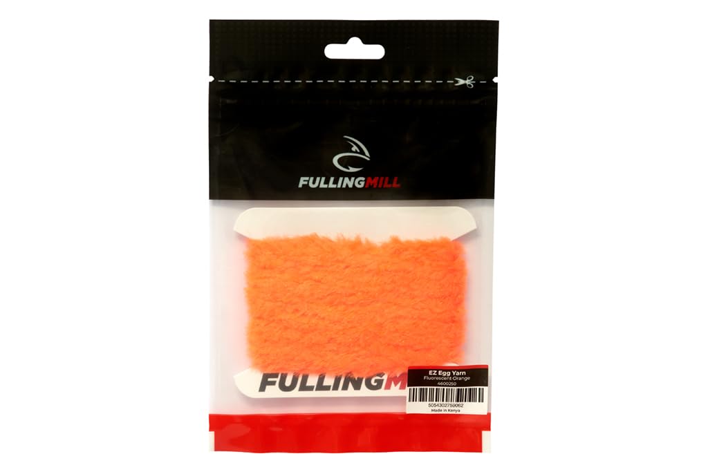 Fulling Mill EZ Egg Yarn in fluorescent orange for quick egg fly tying and visibility.