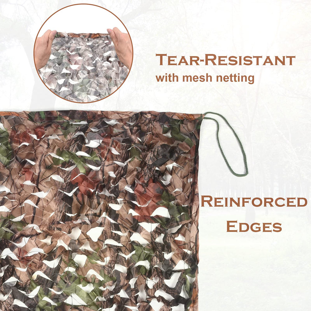 FullLit camo netting 3D bionic leaves enhance camouflage in brush.