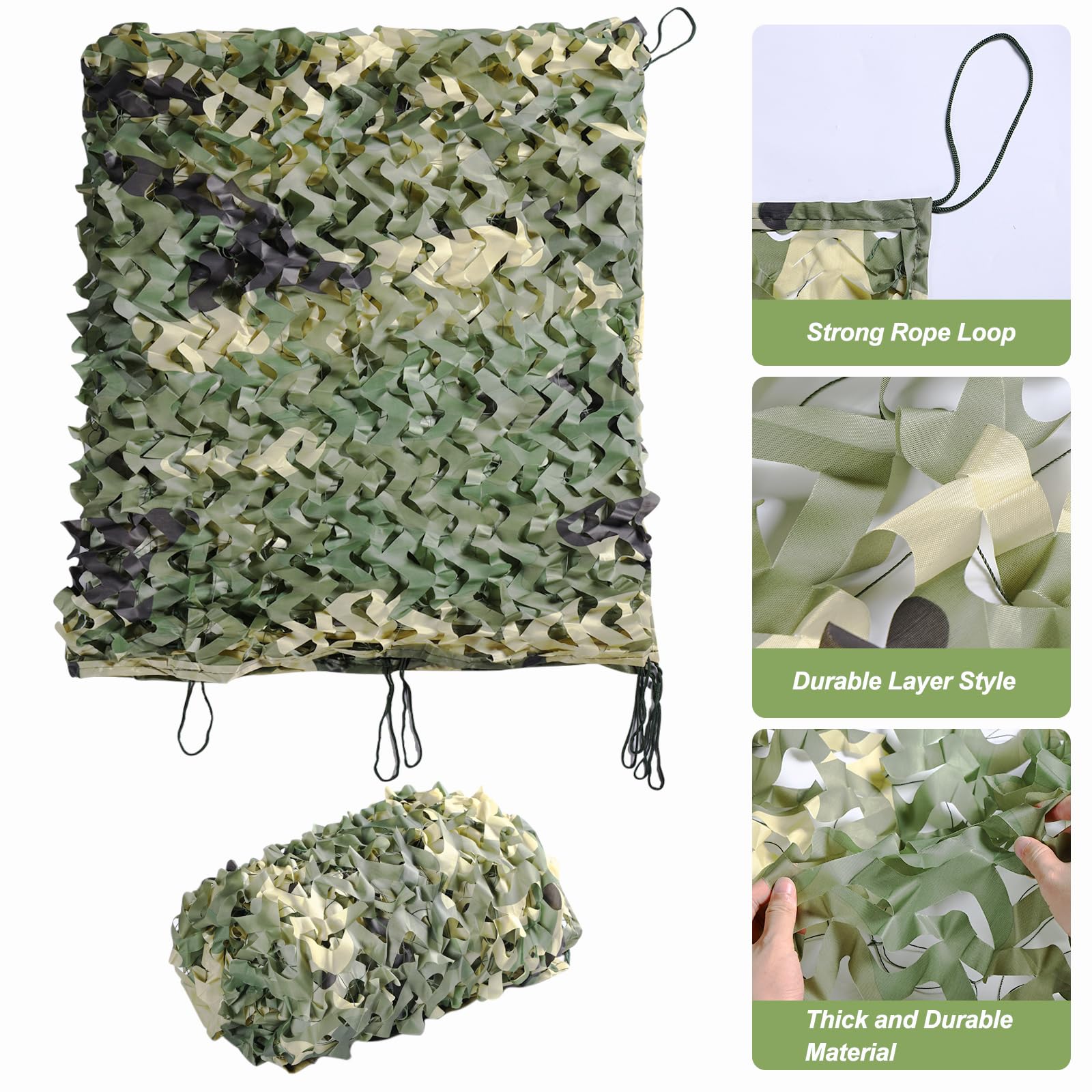 FullLit camo netting with 3D leaf pattern reduces glare and blends with terrain