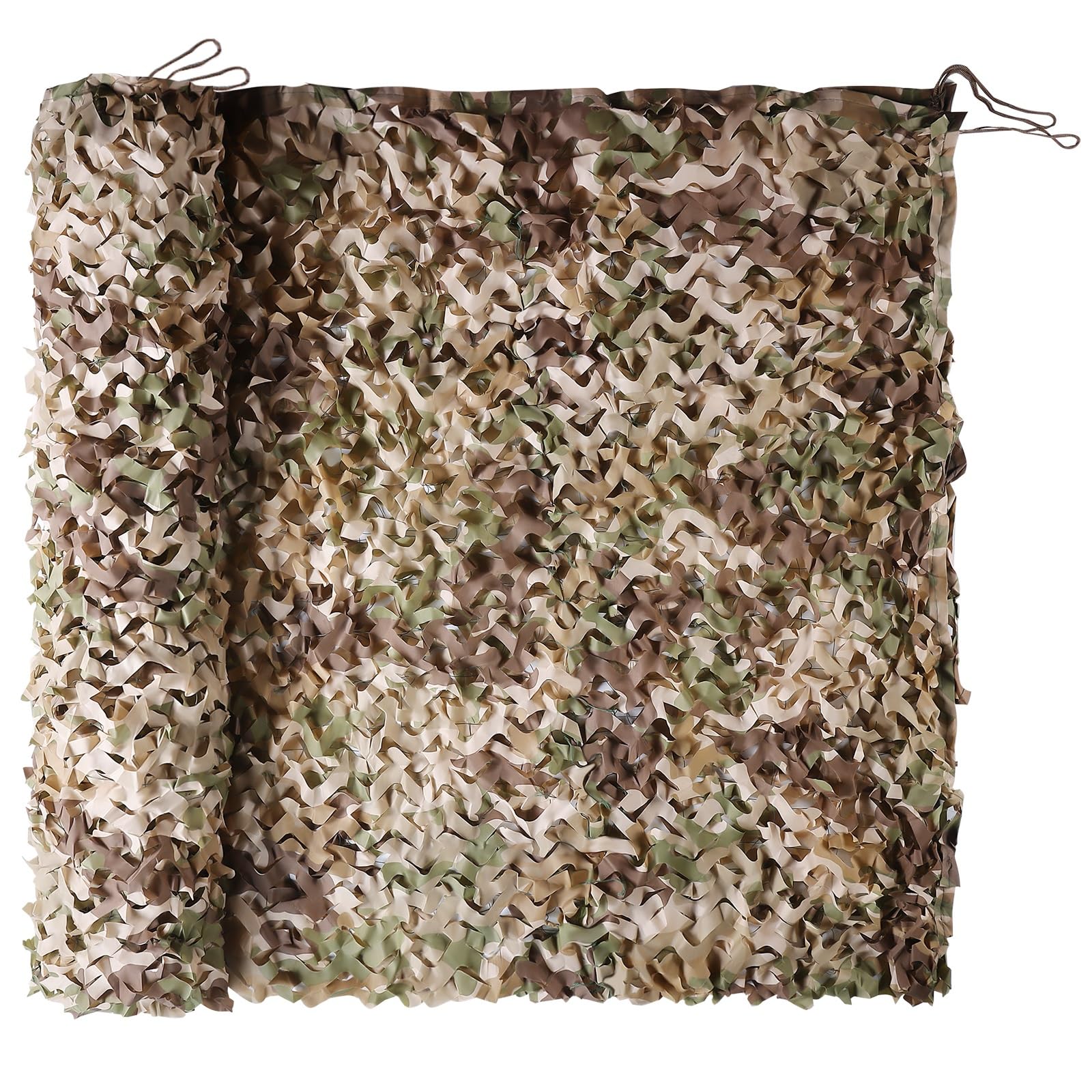 FullLit camo netting corner-loops for easy hanging and quick concealment setup.