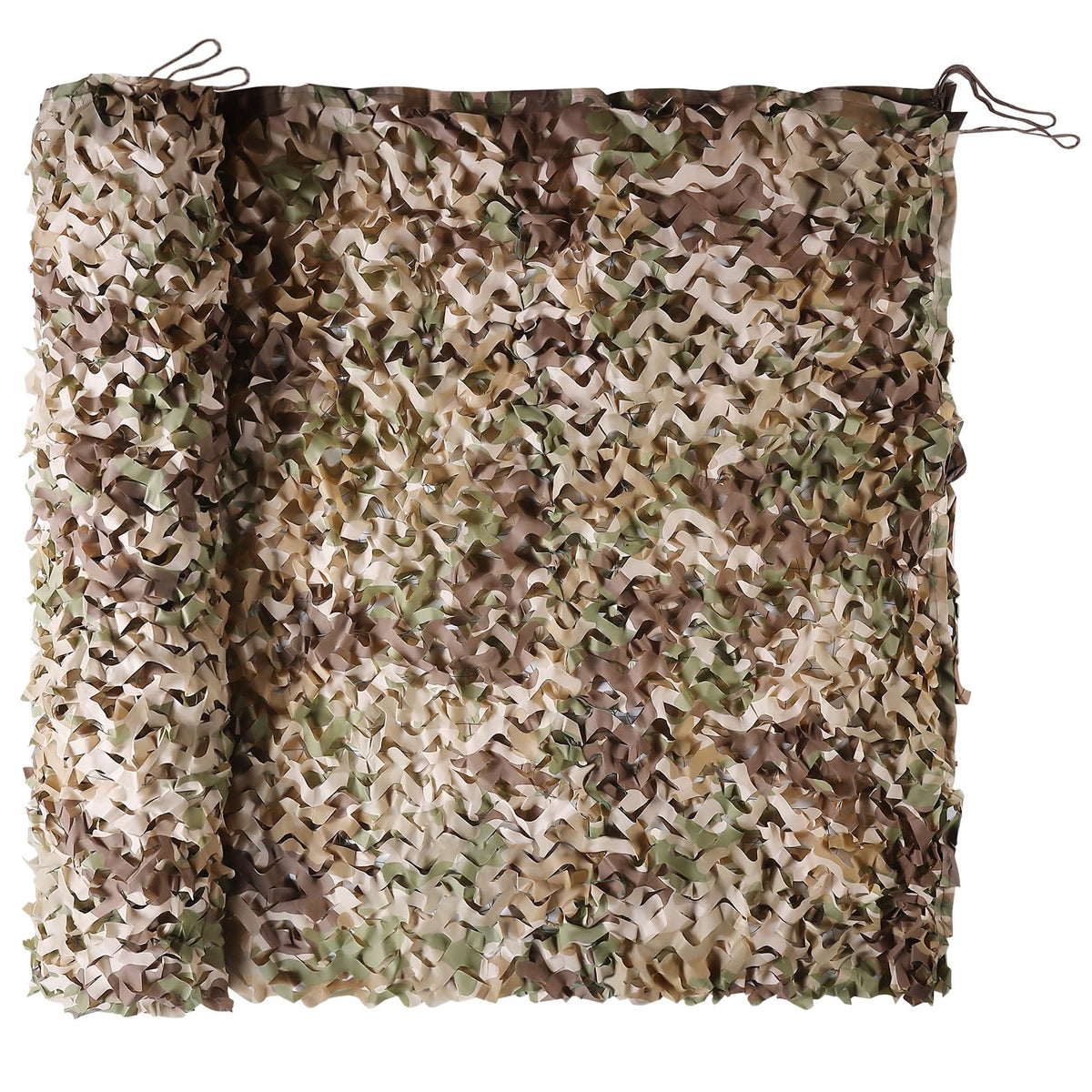 FullLit camo netting corner-loops for easy hanging and quick concealment setup.