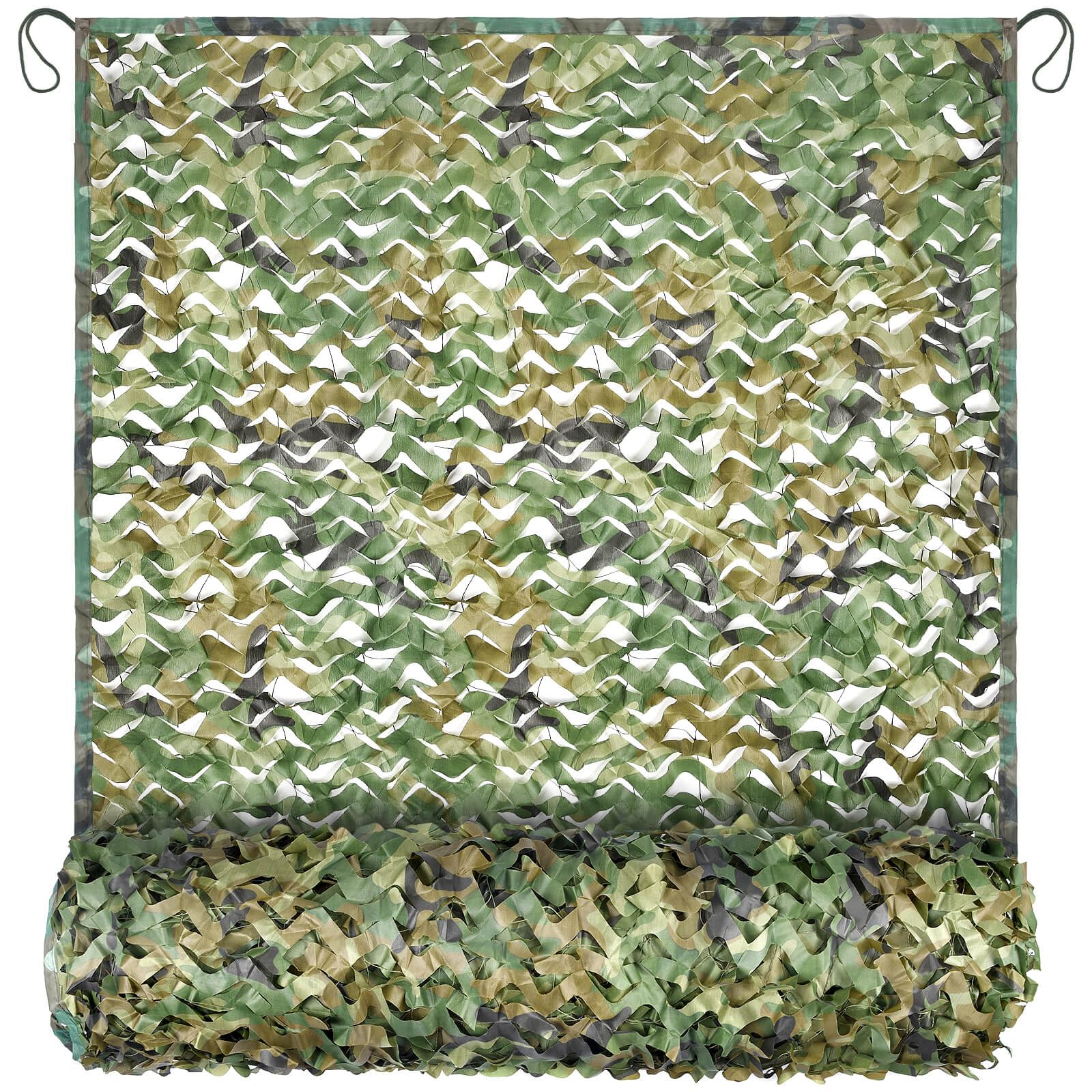 FullLit camo netting corner loops enable fast hanging for hunting blinds.