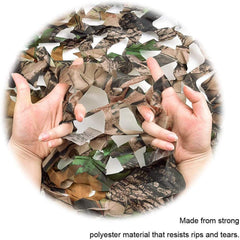 FullLit camo netting leaf-pattern close-up highlights realistic foliage blending for hunting or photography.