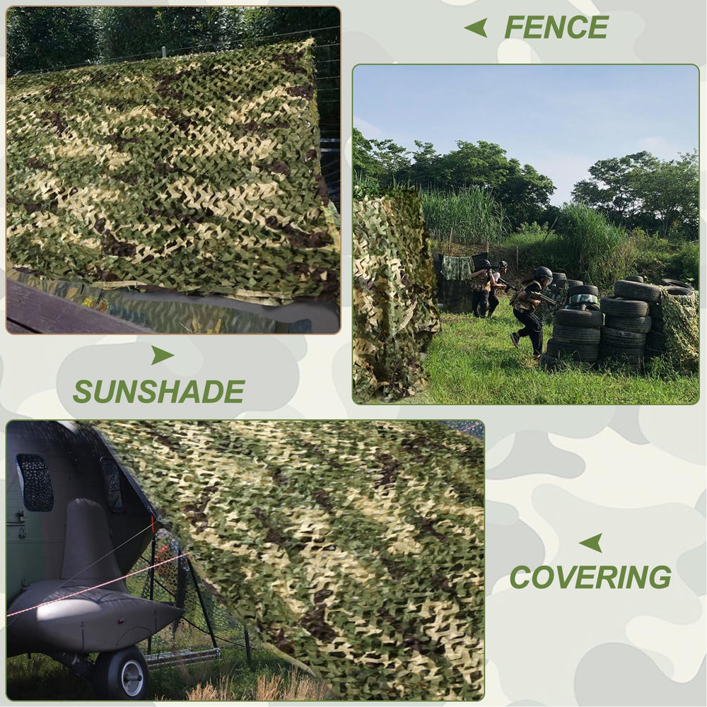 FullLit camo netting as sunshade canopy provides decorative, shaded outdoor space