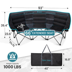 FUNDANGO extra-wide 3-person chair with pockets and cup holders keeps essentials within reach