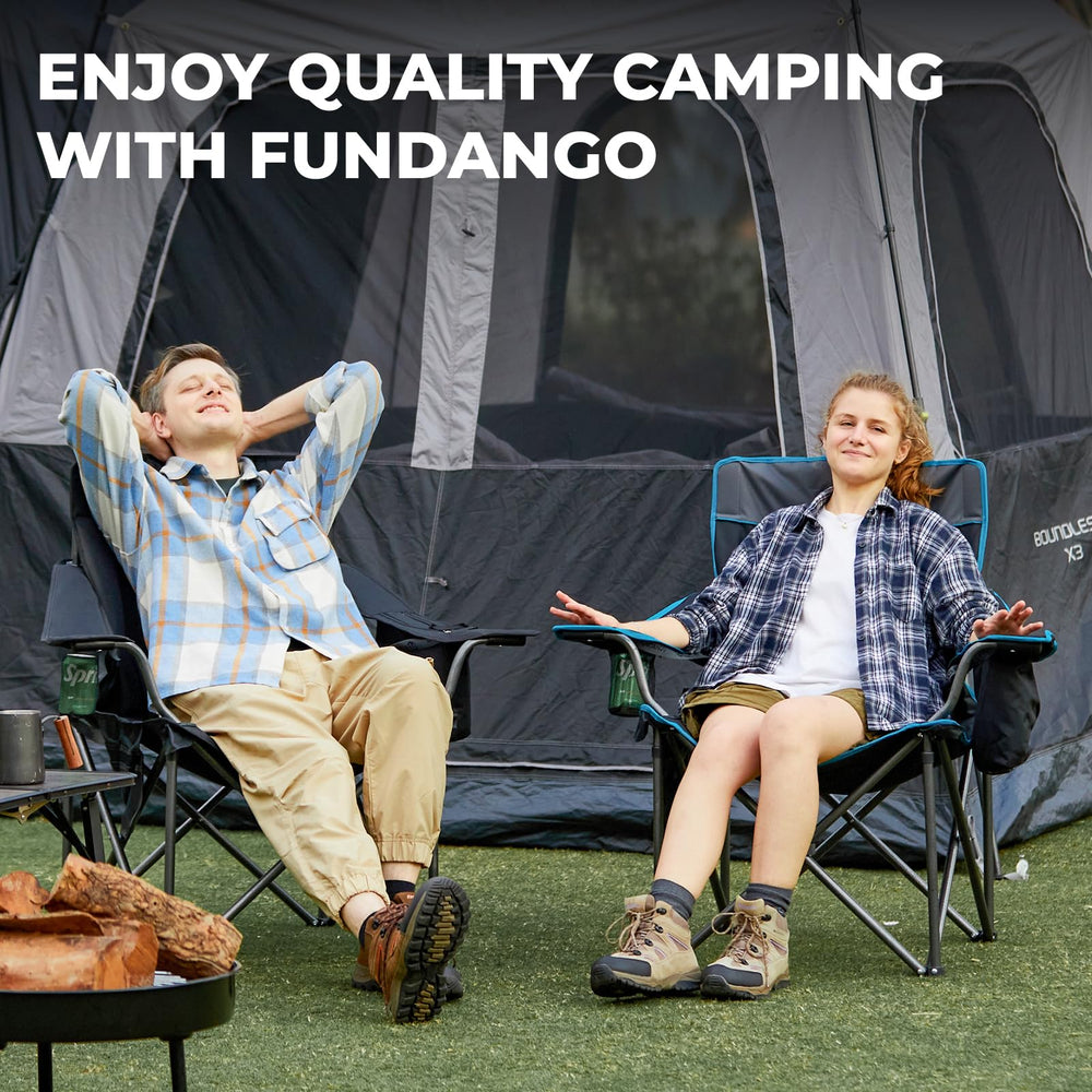 Fundango outdoor chair suitable for lawn, beach, or campsite use.