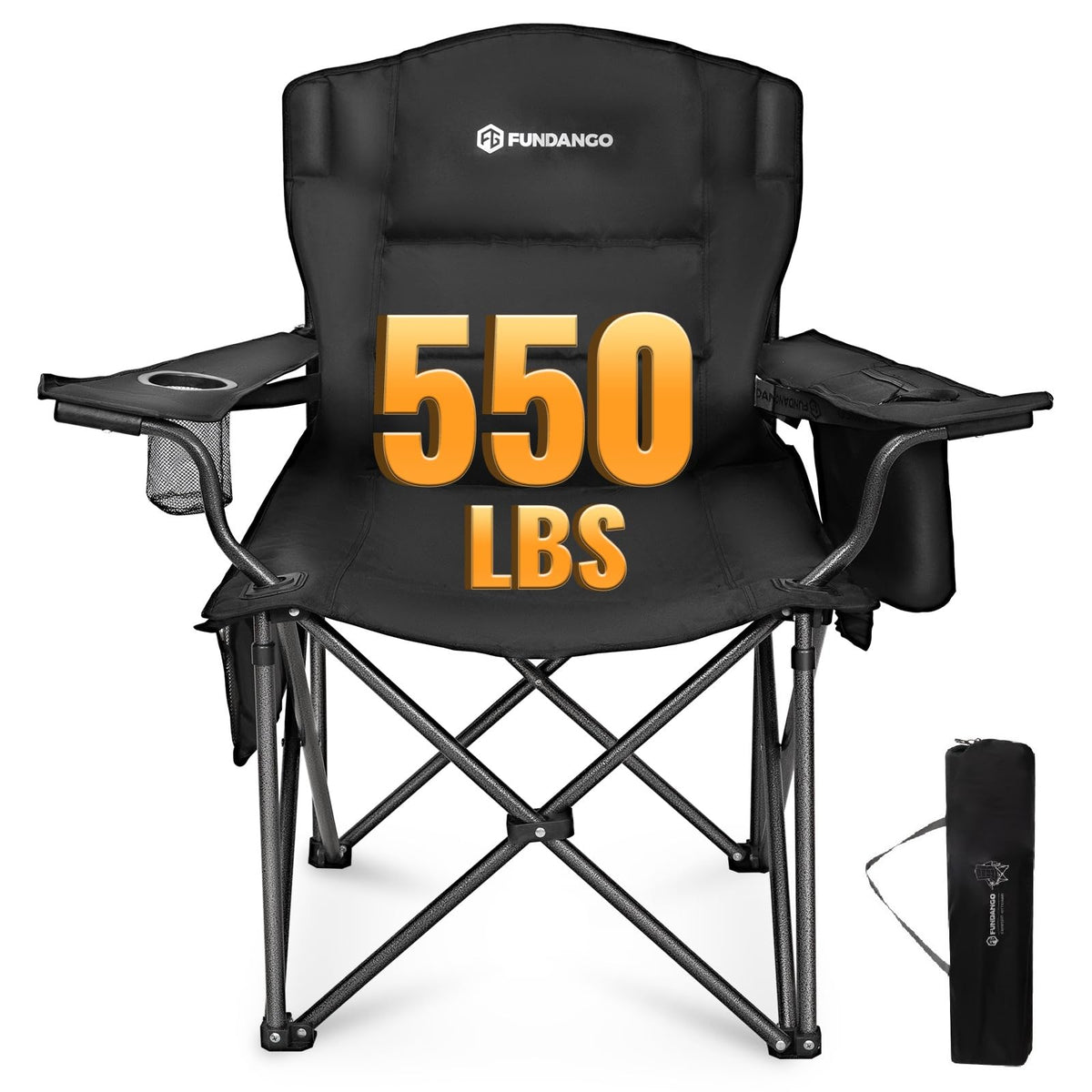 Fundango oversized camping chair wide seat for roomy outdoor comfort.