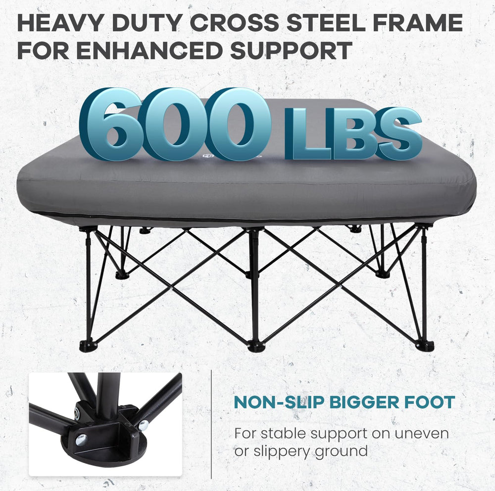 FUNDANGO Queen Cot foldable setup for fast packing and transport.