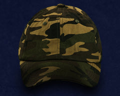 Fundraising For A Cause green camouflage cap back view, adjustable Velcro closure for a comfortable fit.