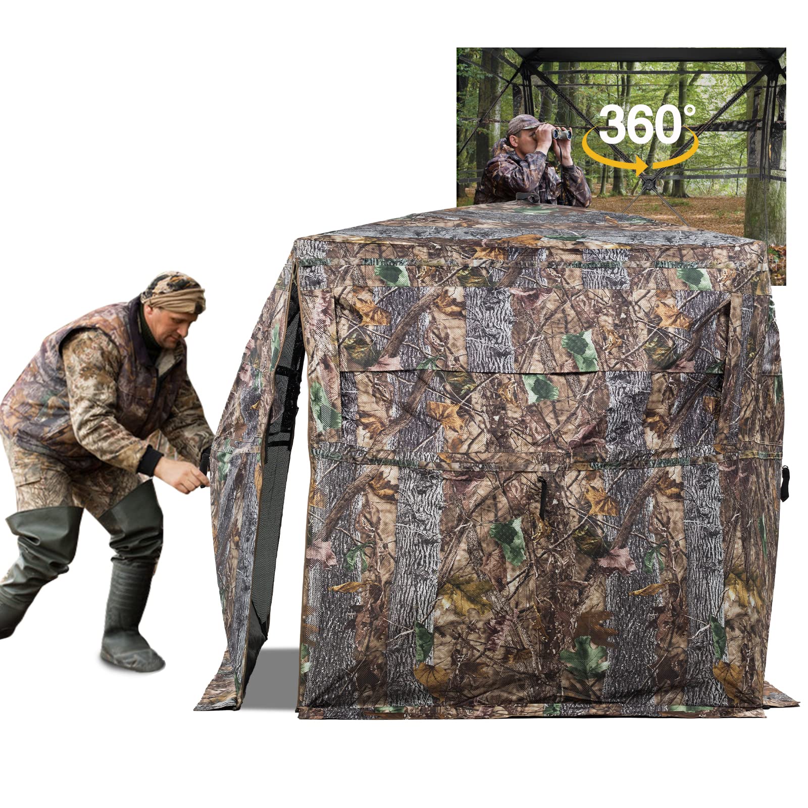 FUNHORUN hunting blind 360-degree view panels offer broad visibility for spotting prey.