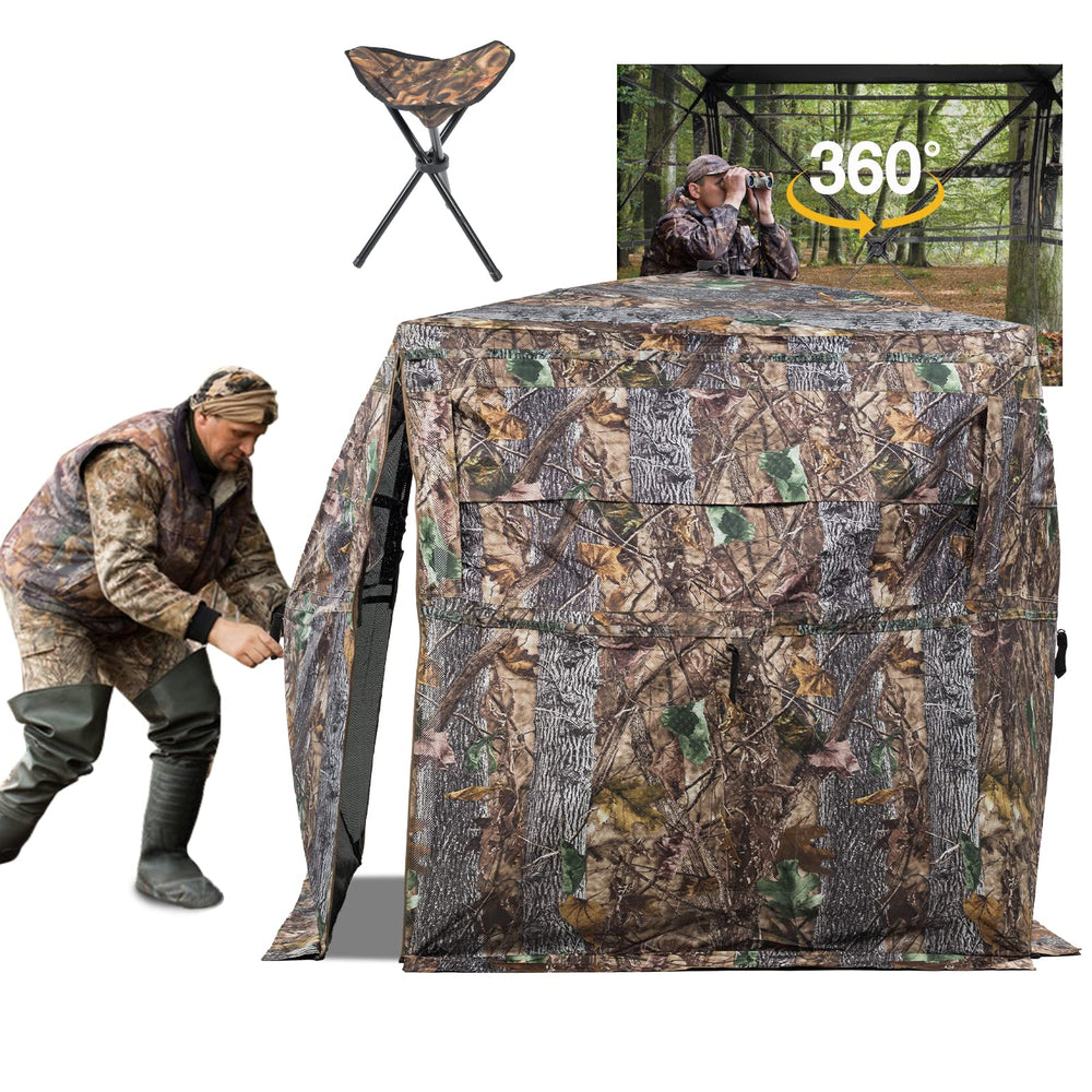 FUNHORUN hunting blind 360 view highlights panoramic visibility for spotting prey.