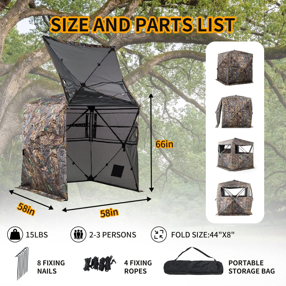 FUNHORUN hunting blind compact carrying bag simplifies transport and storage.