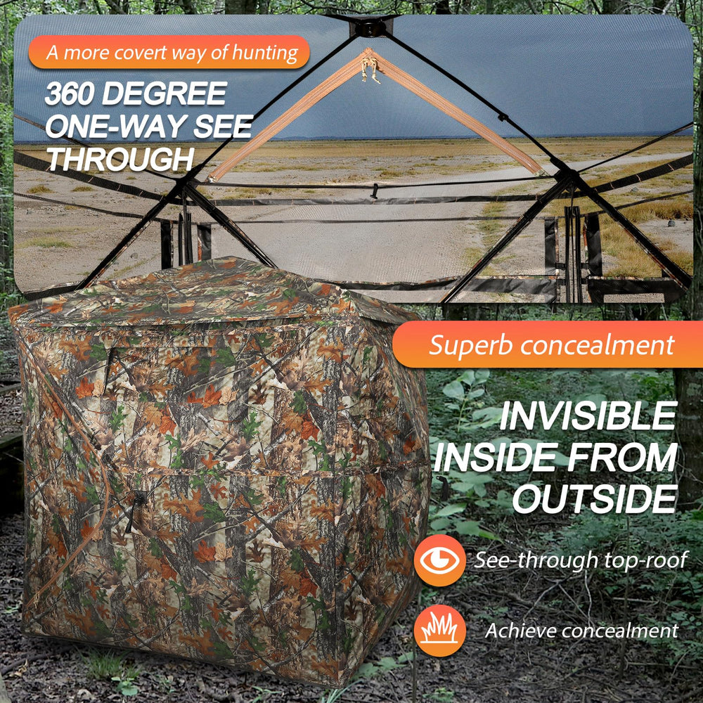 FUNHORUN hunting blind durable roof cover provides all-weather protection and comfort.