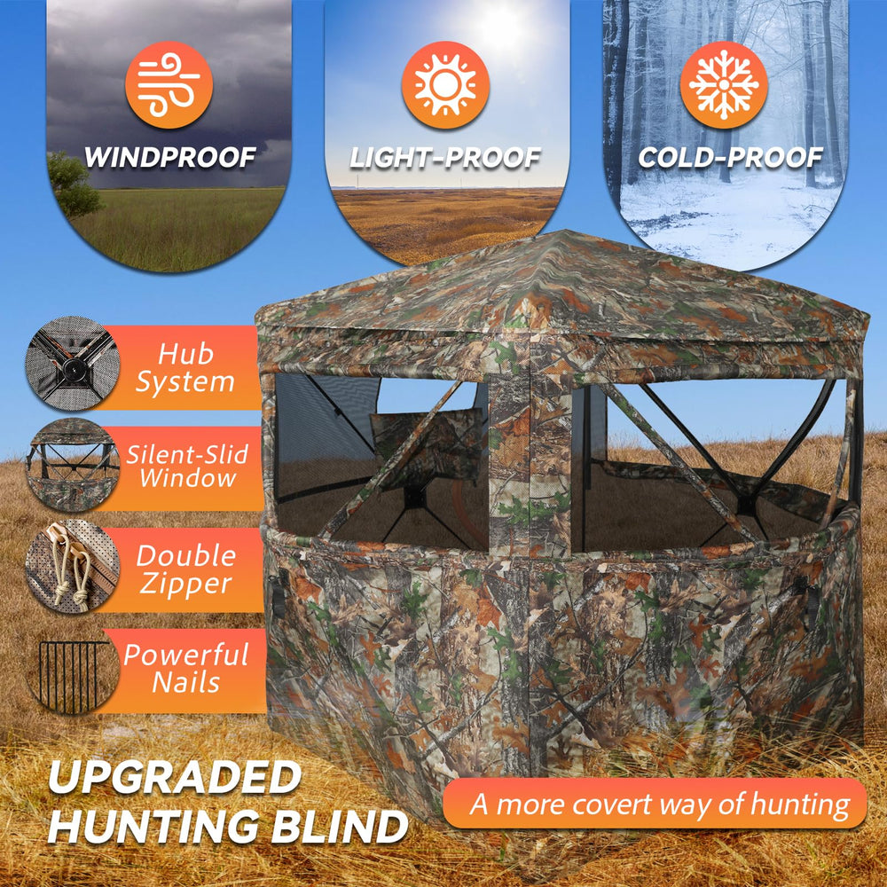 FUNHORUN hunting blind pop-up setup enables quick, hassle-free assembly in the field.