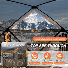 FUNHORUN hunting blind skylight multi-angle view enables flexible observation for better positioning.