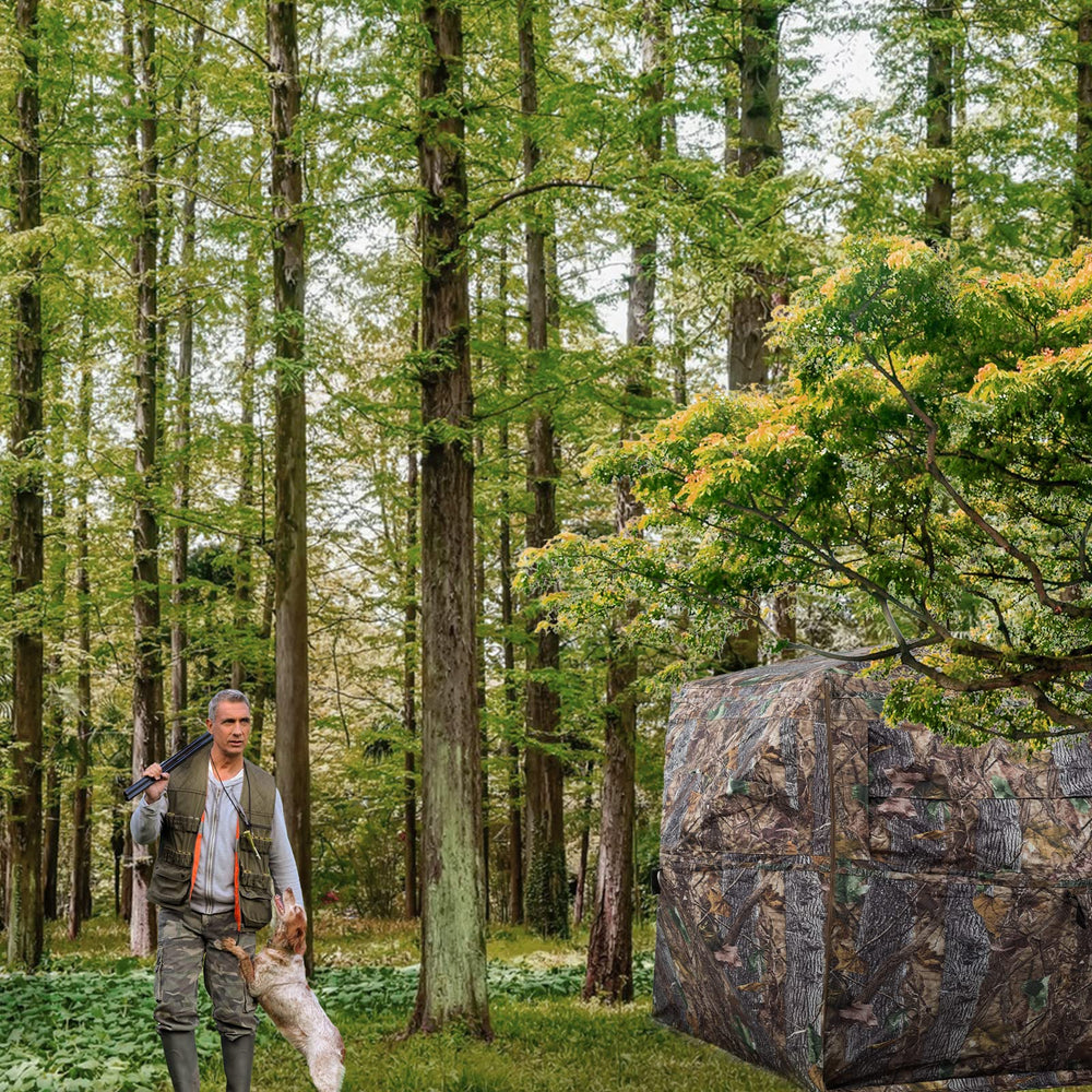 FUNHORUN hunting blind sturdy stakes and ropes enhance stability in wind.